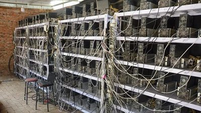 A mining farm setup with various ASIC miners